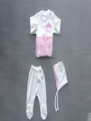 Eterelle Taçlı Prensesim Nakışlı  10lu Zıbın Takımı Hastane Çıkışı Pembe - 4