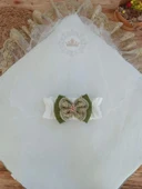 Eterelle Yenidoğan Teri Cotton Taç Nakışlı Prizma Taş Kundak Bebek Battaniyesi Yeşil thumbnail 6
