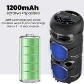 UpWay Mikrofonlu Led Işıklı AUX USB TF Kart Destekli FM Radyolu Stereo Bluetooth Hoparlör - 5