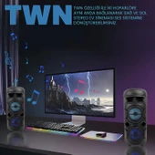 UpWay Mikrofonlu Led Işıklı AUX USB TF Kart Destekli FM Radyolu Stereo Bluetooth Hoparlör - 7
