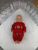 Eterelle Yenidoğan Kumru Soft Cotton Taç Nakışlı Trilüks Kundak Bebek Battaniyesi Ekru - 4