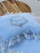 Eterelle Yenidoğan Sahra Taç Nakışlı Trilüks 2li Alt Açma Seti Mavi thumbnail 4