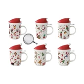 Easy Life Porselen Kupa, Kapaklı ve Metal Demlikli 370 ml 6 Farklı Tasarım thumbnail 2