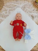 Eterelle Bal Peteği My Prince Taç Nakışlı İnci Fiyonklu Dantel Duvaklı Delüks Kundak Bebek Battaniyesi Mavi - 3