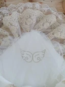 Eterelle Yenidoğan Sahra Taç Nakışlı Gold Angel Trilüks Kundak Bebek Battaniyesi Ekru - 2
