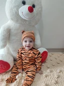 Eterelle 3-6-9-12 Ay Pooh Desenli Zebra Çizgili Şapkalı Sweatli 3lü Kız Erkek Bebek Tulumu(sarı) Sarı - 5