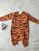 Eterelle 3-6-9-12 Ay Pooh Desenli Zebra Çizgili Şapkalı Sweatli 3lü Kız Erkek Bebek Tulumu(sarı) Sarı - 7