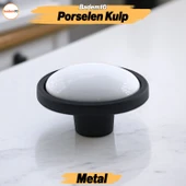 Çoruh Porselen Siyah Kulp Düğme Çekmece Mutfak Mobilya Dolabı Dolap Kulpu Kulbu Metal Kulpları - 1