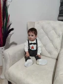 Eterelle 9-12-18 Ay Papyonlu Sweat Kot Pantolon 2li Erkek Bebek Salopet Takımı Gri thumbnail 5