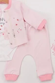 Eterelle Happy Dancing Desenli 3'lü Hırkalı Kız Bebek Takım thumbnail 2