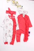 Eterelle Çiçek Desenli Kız Bebek 4'lü Tulum Seti thumbnail 1