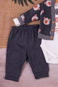 Eterelle Papyonlu Bear Çizgili Model Ceketli 3'lü Erkek Bebek Takımı - 3