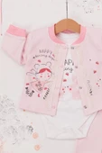 Eterelle Happy Dancing Desenli 3'lü Hırkalı Kız Bebek Takım thumbnail 3