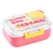 TANTİTONİ TEDEMEI PEMBE PASL.ÇELİK 2 BÖLMELİ ÇATAL VE KAŞIKLI YEMEK TAŞIMA KABI 750 ML - 1