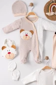 Eterelle Ayıcık Nakışlı Tulumlu % 100 Pamuk Erkek Bebek 5'li Set - 2