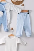 Eterelle Ayıcık Nakışlı Tulumlu % 100 Pamuk Erkek Bebek 5'li Set - 2