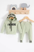 Eterelle I'm Here Desenli 2'li % 100 Pamuk Erkek Bebek Takımı thumbnail 1
