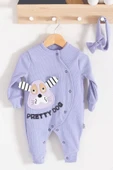 Eterelle Pretty Dog Nakışlı Bandanalı % 100 Pamuk Kız Bebek Tulumu - 1