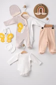 Eterelle Kelebek Nakışlı Tulumlu % 100 Pamuk Erkek Bebek 5'li Set thumbnail 1