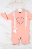 Eterelle Love Kalp Nakışlı % 100 Pamuk Kız Bebek Tulumu - 1