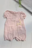 Eterelle Müslin Kumaş Çiçek Nakışlı Pamuklu Kız Bebek Tulum thumbnail 2