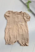 Eterelle Müslin Kumaş Çiçek Nakışlı Pamuklu Kız Bebek Tulum - 1