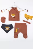 Eterelle Little Fox Nakışlı 5'li % 100 Pamuk Erkek Bebek Hastane Çıkış Seti thumbnail 1