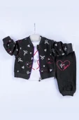 Eterelle Kalp Desenli Hırkalı Pamuklu 3'lü Kız Bebek Takımı - 1