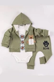 Eterelle Bear Nakışlı Kapişonlu Erkek Bebek Takım - 1