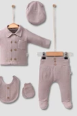 Eterelle Cepli Waffle % 100 Pamuk 5'li Erkek Bebek Hastane Çıkış Seti thumbnail 3