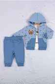 Eterelle Persona Bear Nakışlı % 100 Pamuk 3'li Erkek Bebek Takım - 1