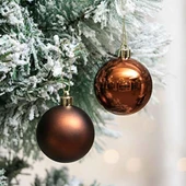 PROFESYONEL VIP KALİTE 5 CM 12 ADET MAT PARLAK BAKIR TOP YILBAŞI AĞACI SÜSLERİ VİTRİN SÜSLERİ BAKIR YILBAŞI TOP SÜSLER BAKIR NOEL AĞACI SÜSLERİ - 1