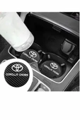 Toyota Corolla Cross Modeline Uygun Karbon Araç Bardak Altlığı 2 Adet Toyota Corolla Cross İç Mekanı İçin Şık 7 cm Tasarım - 6