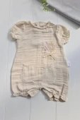 Eterelle Müslin Kumaş Çiçek Nakışlı Pamuklu Kız Bebek Tulum - 2