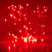 YILBAŞI ÇAM AĞACI IŞIĞI 10 METRE KIRMIZI LED IŞIK KIRMIZI PİLLİ LED IŞIK MİCRO PARLAK CANLI LED IŞIKLI thumbnail 1