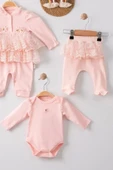 Eterelle Dantel İşlemeli 5'li % 100 Pamuklu Kız Bebek Takımı thumbnail 2