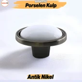 Çoruh Porselen Antik Nikel Kulp Düğme Çekmece Mutfak Mobilya Dolabı Dolap Kulpu Kulbu Metal Kulpları thumbnail 1