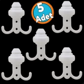 Vestiyer Duvar Askısı Dolap Elbise Askılığı Beyaz Metal Askı (5 Adet) - 1