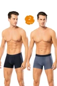 Looksense Erkek Dude 2 li Düz ve Desenli Likralı Boxer 1406 - 1