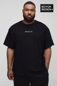 Erkek Büyük Beden Orta Brooklyn Baskılı Bisiklet Yaka Tshırt SPR25BTS11 - 1