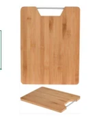 TANTİTONİ METAL TUTACAKLI DİKDÖRTGEN BAMBU KESME TAHTASI 32,5X25X1,8 CM - 1