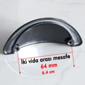 Mobilya Mutfak Dolabı Çekmece Dolap Kulpları Kulpu Kulb Yelken Midye Tas Çanak 64 mm Düğme Füme - 3