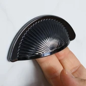 Mobilya Mutfak Dolabı Çekmece Dolap Kulpları Kulpu Kulb Yelken Midye Tas Çanak 64 mm Düğme Füme - 2