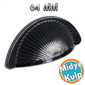 Mobilya Mutfak Dolabı Çekmece Dolap Kulpları Kulpu Kulb Yelken Midye Tas Çanak 64 mm Düğme Füme - 1
