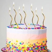 VIP KALİTE PARLAK METALİK ALTIN SPİRAL PASTA MUMU 6 ADET ALTIN DOĞUM GÜNÜ MUMU GOLD BIRTHDAY CANDLE - 1