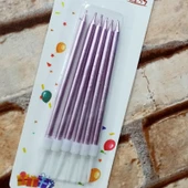 VIP KALİTE PARLAK METALİK PEMBE PASTA MUMU 6 ADET PEMBE DOĞUM GÜNÜ MUMU DECOR PİNK BIRTHDAY CANDLE - 1