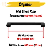 Uhud Kulp 160 mm Siyah Metal Mutfak Mobilya Çekmece Mutfak Dolap Dolabı Kulpları Kapak Kulbu 16 cm thumbnail 2