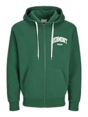 Jack Jones Erkek  Regular Fit Kanguru Cepli Yumuşak Dokulu Yeşil Kapüşonlu Ceket 12270064Y - 1