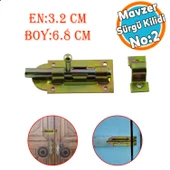 Sürgü Mavzer No:2 Kilit Kadmiyum 32x68 mm Ahşap Pvc Demir Kapı Pencere Emniyet Mandalı Kilidi - 1