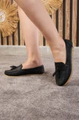 Günlük Kadın Babet Püskül Ve Dikiş Detaylı Suni Deri Desenli Rahat Hafif Alçak Topuklu Ayakkabı 05 - 8